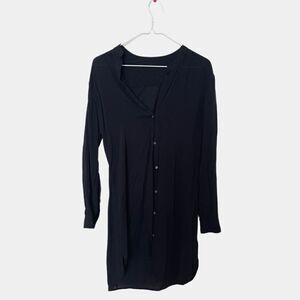 james perse  shirt dress women 1 black button up long sleeve viscose lightweight